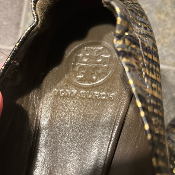 Tory Burch Reva Embossed Gold Metallic Lizard Ballet Shoes Size 7. - Picture 7 of 8
